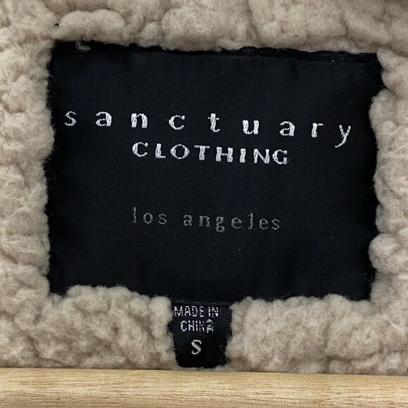 Sanctuary Faux Suede Sherpa Vest Womens Small‎ Brown Boho Western Cowgirl Casual - Picture 8 of 11